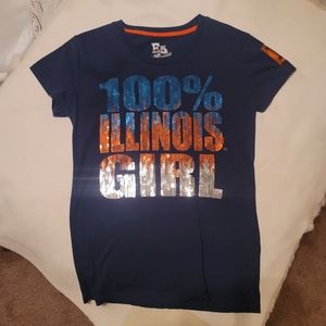 🧡💙100% Illinois Girl sequin t shirt M💙🧡